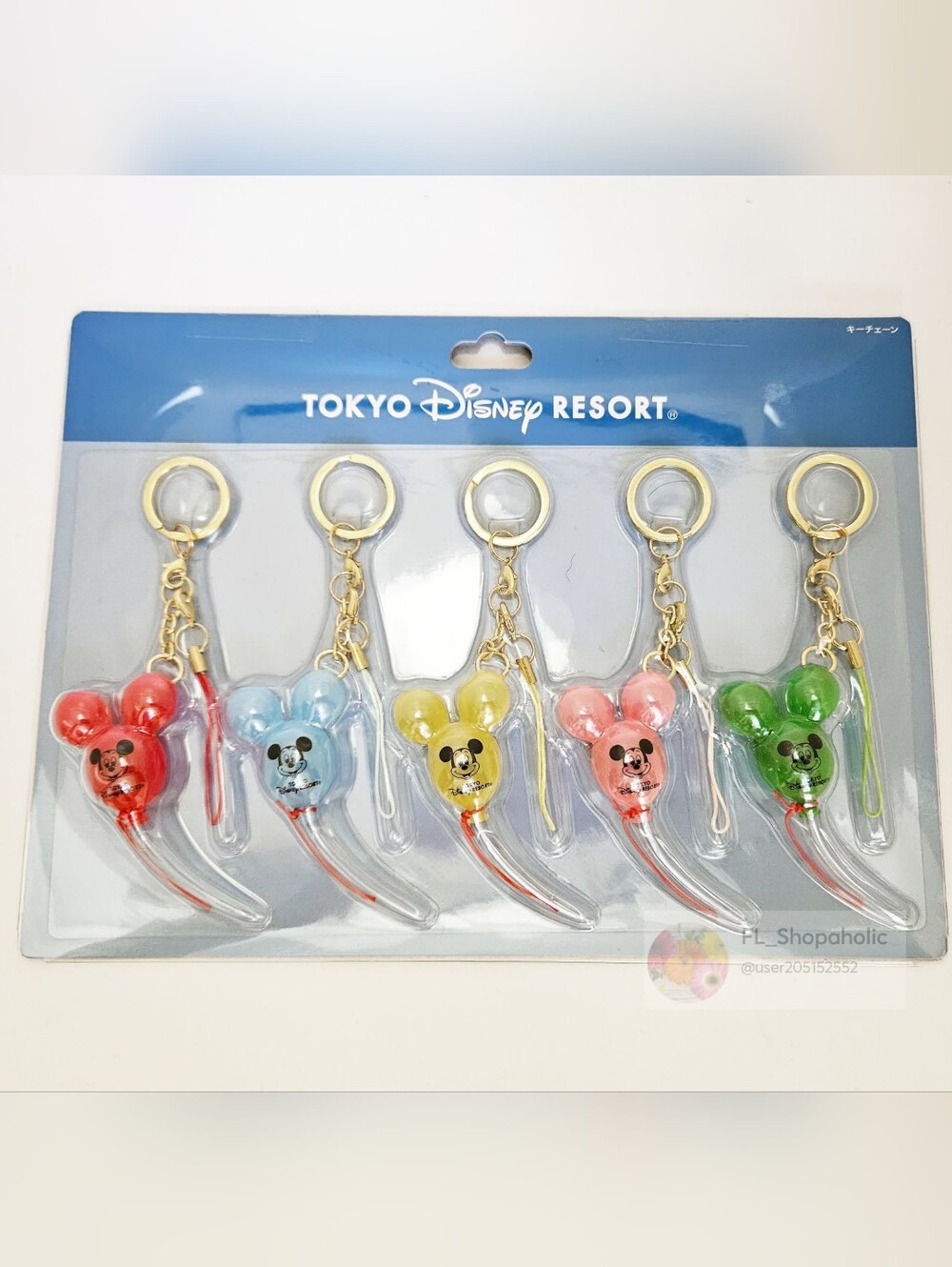 *TOKYO JAPAN* Disney Resort Mickey Colorful Balloon Keychain Strap x 5 - NEW!